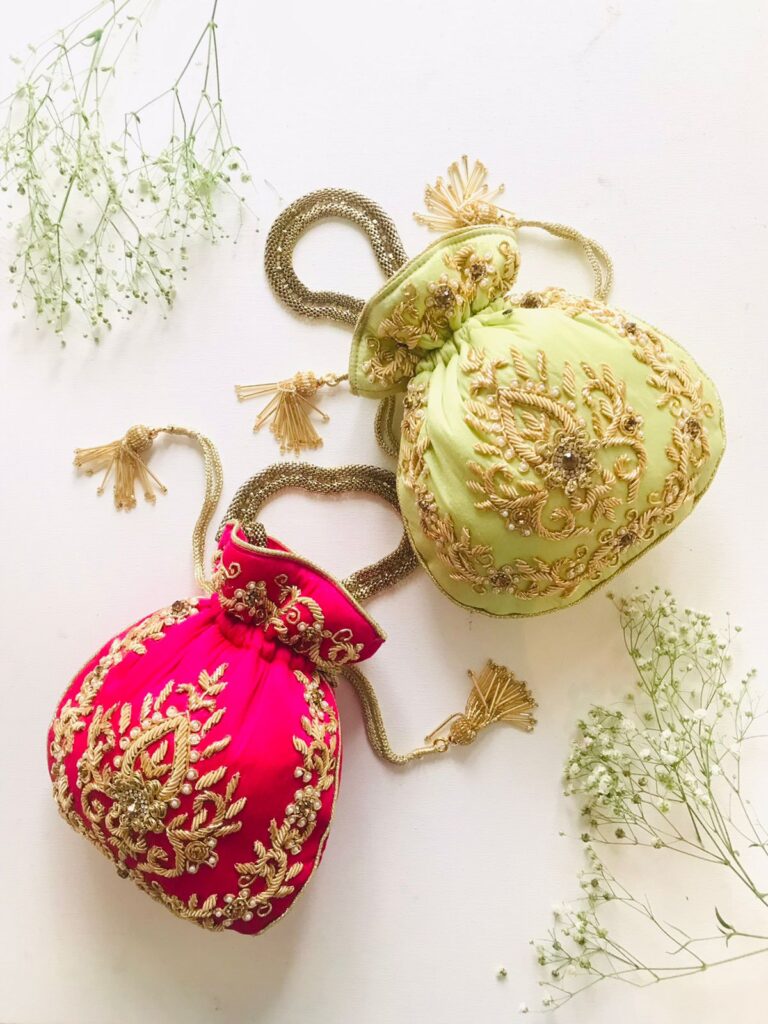 beautiful handmade embroided set of 10 colorful potli set give away gift items